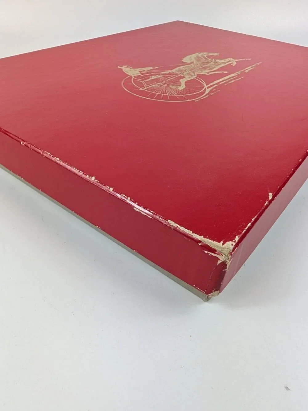 Vintage Hallmark Air Mail Stationery Box Set Gold Foil Horse Racing Logo